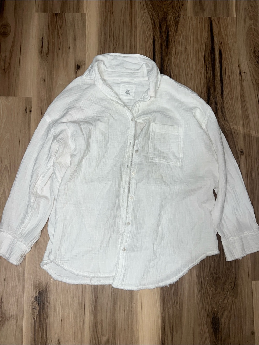 aerie White Lightweight Button-Down Shirt